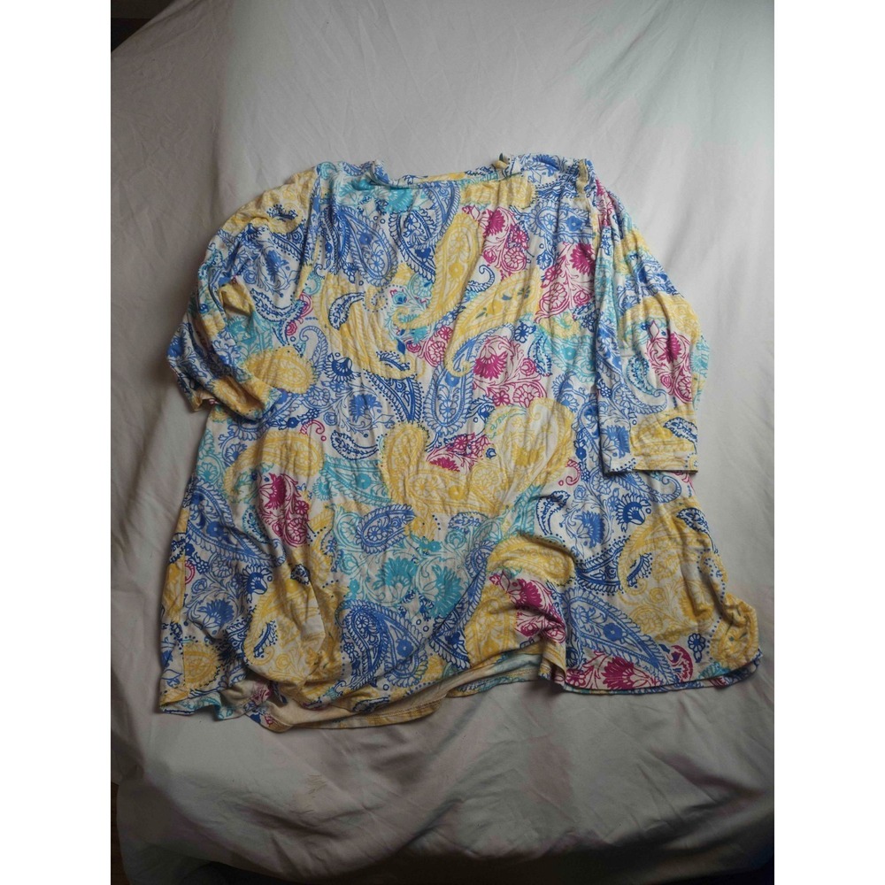 Jessica London Shirt Womens Sizez 26/28 Multicolor Paisley Short Sleeve Casual - Picture 6 of 6